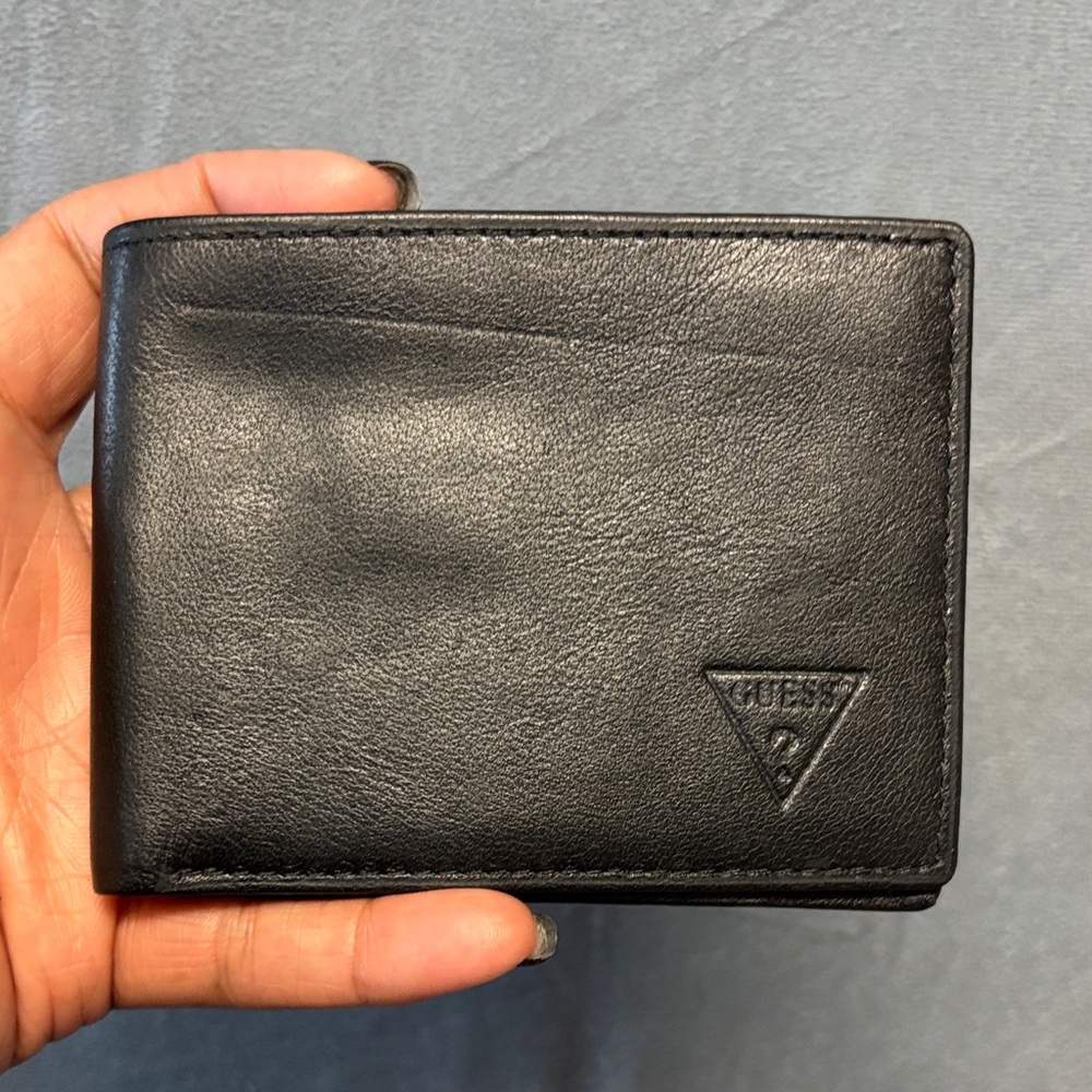 Guess Black Leather Wallet Men’s Card Holder Everyday Soft